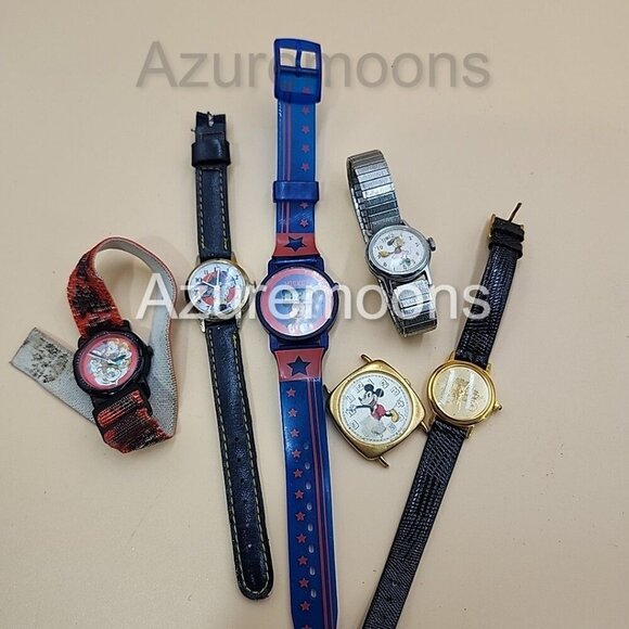 6 Vintage Mickey Mouse Watches Lot As Is Disney - Picture 1 of 8